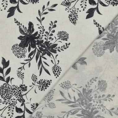 -Viscose stof - linnenmix - slub - bloemen - gebroken wit - 2284-001 - Viscose stof - linnenmix - slub - bloemen - gebroken wit - 2284-001