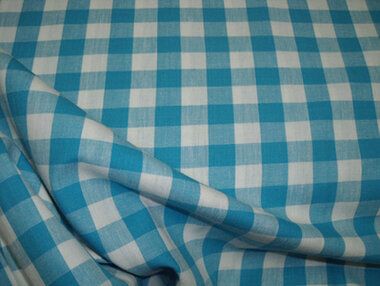 -Katoen stof - Boerenbont ruit (1,5 cm) - turquoise - 5583-004 op=op - Katoen stof - Boerenbont ruit (1,5 cm) - turquoise - 5583-004 op=op