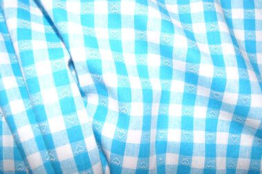 -Katoen stof - Boerenbont ruit/hartje - turquoise - 5638-004 - Katoen stof - Boerenbont ruit/hartje - turquoise - 5638-004