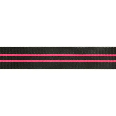 gewevenband - Gewevenband gestreept 20 mm zwart-roze (62701-20-07)