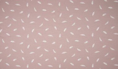 Diverse merken stoffen - Tricot stof - veren dusty - roze - 1472-212