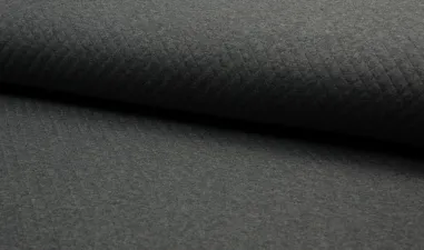 Donkergrijze stoffen - Katoen stof - Gestepte tricot diamond donkergrijs - gemeleerd - 8242-068