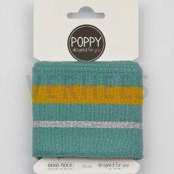 Mintgroen - ByPoppy20 6564-003 Boord/Manchet Cuffs lurex mint/oker/zilver