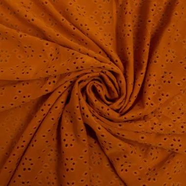 2020 - Tricot stof - broderie - terra/oranje - 16695-455