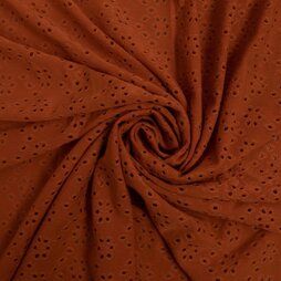 Oranje stoffen - Tricot stof - broderie - terra - 16695-456