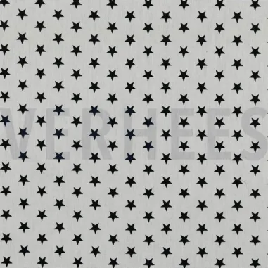Verduisteringsstof - off-white - 100% - 386314-L - Katoen stof - little stars - wit/zwart - 4955-101