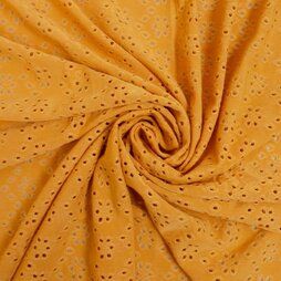 Okergele stoffen - Tricot stof - broderie - oker - 16695-584