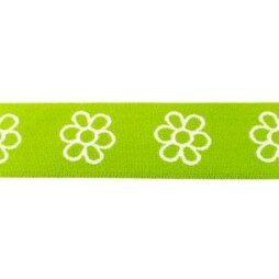 Elastiek - 42541 Elastiek Met Geweven Bloem 40 mm Lime