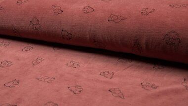 80% katoen, 20% polyester stoffen - Nicky velours stof - VeloursOlifant - donkerroze/terra - 8313-037
