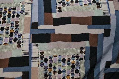 2021 - Tricot stof - fantasieprint - bruin/blauw - 924541-33