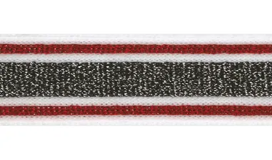 Band - Lurexband zwart/wit/rood 30mm (XSS15-415)