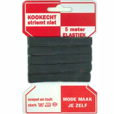 Gummi - Rode kaart elastiek zwart 10mm 