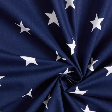 2021 - Katoen stof - stars - donkerblauw/wit - 4954-002
