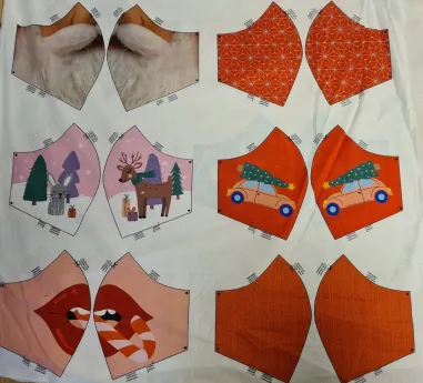 Multi stoffen - Katoen stof - Mondkapjes paneel kerst - multi - 410032-060