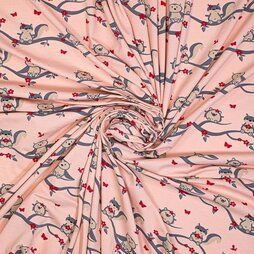 Roze tricot stoffen - Tricot stof - forest friends - roze - 340132-30