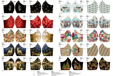 Multi stoffen - Katoen stof - Paneel mondkapjes kerst NU - voor - 16143