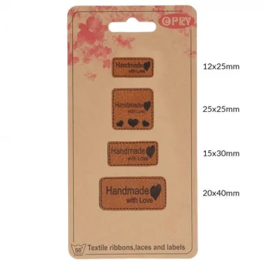 Verschiedenes - Opry skai-leren labels handmade with love (35521)