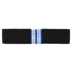 Effen uni elastiek - Knoopsgatenelastiek 2.5 cm breed zwart (per bosje)*