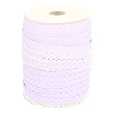 Band mit Zierrand - Schrägband mit Spitze Punkte lila/weiss 71486-187*