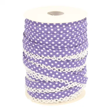 Biasband* - Biasband met kantje stipjes paars/wit 71486-183