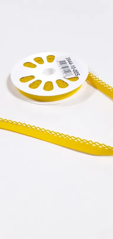 Band - Biasband met kantje geel