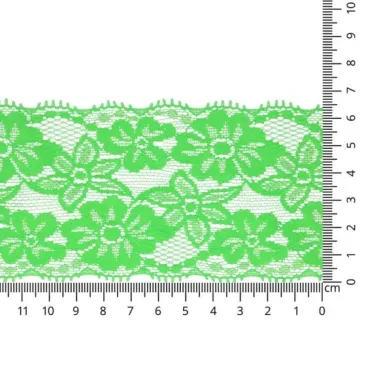 Band mit Blume - Dehnbare Spitze 6.5 cm grün (2149-334)