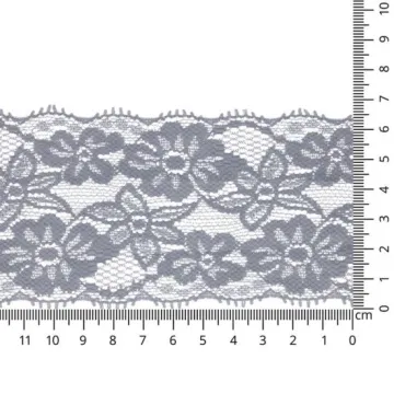 Band mit Blume - Dehnbare Spitze 6.5 cm hellgrau (2149-004)