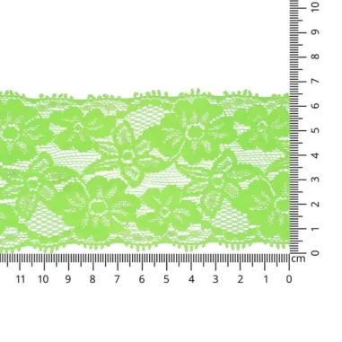 Band mit Blume - Dehnbare Spitze 6.5 cm neon grün (2149-333)