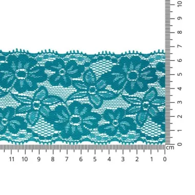 Band mit Blume - Dehnbare Spitze 6.5 cm petrol (2149-292)
