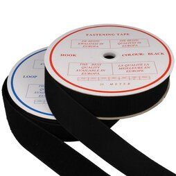 Effen uni kleur band - Klittenband Naaibaar 5 cm breed Zwart