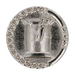 Metallknöpfe - Knopf Metall Garnrolle/Schäre Nickel 1,5 cm (5658/24)