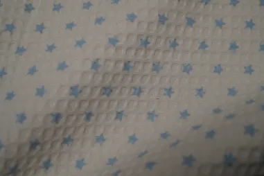 2021 - Katoen stof - Wafelkatoen sterretjes - off-white/lichtblauw - 795010-52