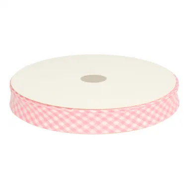 Kariertes Band - Biasband ruitje roze 7440/786