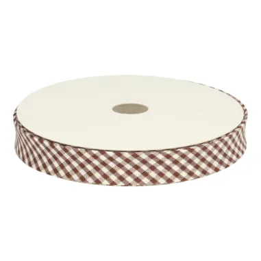 20 mm band - Biasband ruitje bruin 7440/881