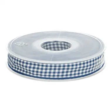 10 mm band - Sierband geruit (10 mm) donkerblauw/wit 1843-210