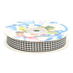 Sierband* - Sierband geruit (15 mm) zwart/wit*