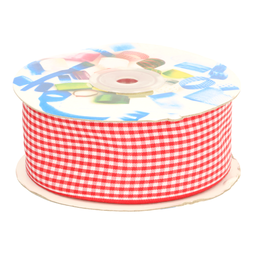 Sierband* - Sierband geruit (38 mm) rood/wit*