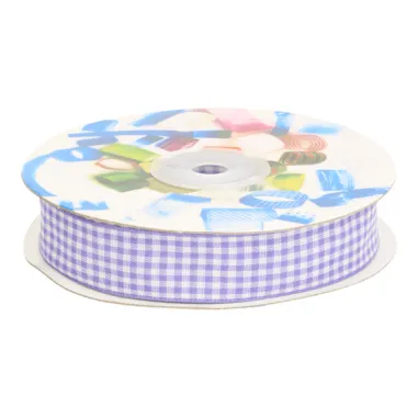 Band geruit - Sierband geruit (20 mm) lila/wit*