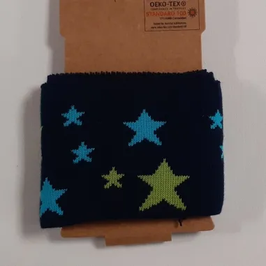 Boorden / Manchetten - NB 10671-024 Boord/manchet cuffs jacquard stars Donkerblauw