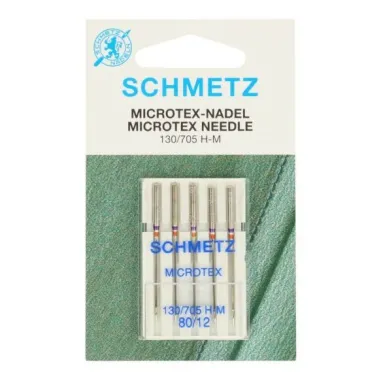 Zilveren stoffen - Schmetz Naalden Microtex 80/12