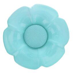 Kindermotiv - Knopf Blume verwechselbares Herz türkis (3.5 cm 5602/60
