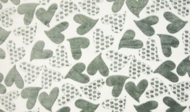 KC stoffen - Fleece - hearts - ecru/grau - 4007-311