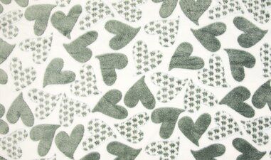 Fleece stoffen - Fleece stof - jacquard hearts - ecru/grijs - 4007-311