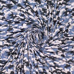 Winter stoffen - Tricot stof - camouflage - blauw - 340084-64