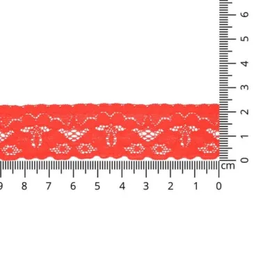 Band mit Blume - Dehnbare Spitze 2.5 cm neon orange (2146-336)