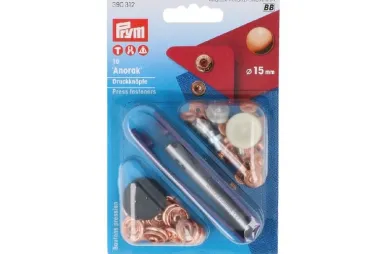 Knopen - Prym-BB Naaivrijdrukknoop anorak 15 mm - koper (390.312)