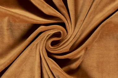 80% katoen, 20% polyester stoffen - Nicky velours stof - camel - 3081-057