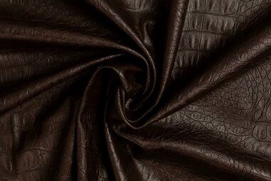 KnipIdee stoffen - Kunstleer stof - Crocolino stretch leather - donkerbruin - 0845-100