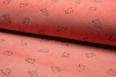 Dierenmotief stoffen - Nicky velours stof - VeloursOlifant - peach - 8313-014