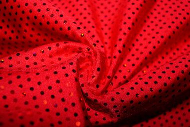 Danskleding stoffen - Lycra stof - paillette - rood - 3294-19